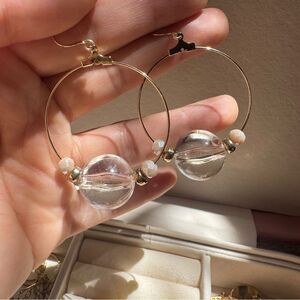 Elegant Gold and Clear Hoop Earrings